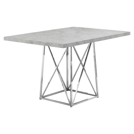 Monarch Specialties Dining Table - 36"X 48" / Grey Cement / Chrome Metal I 1043